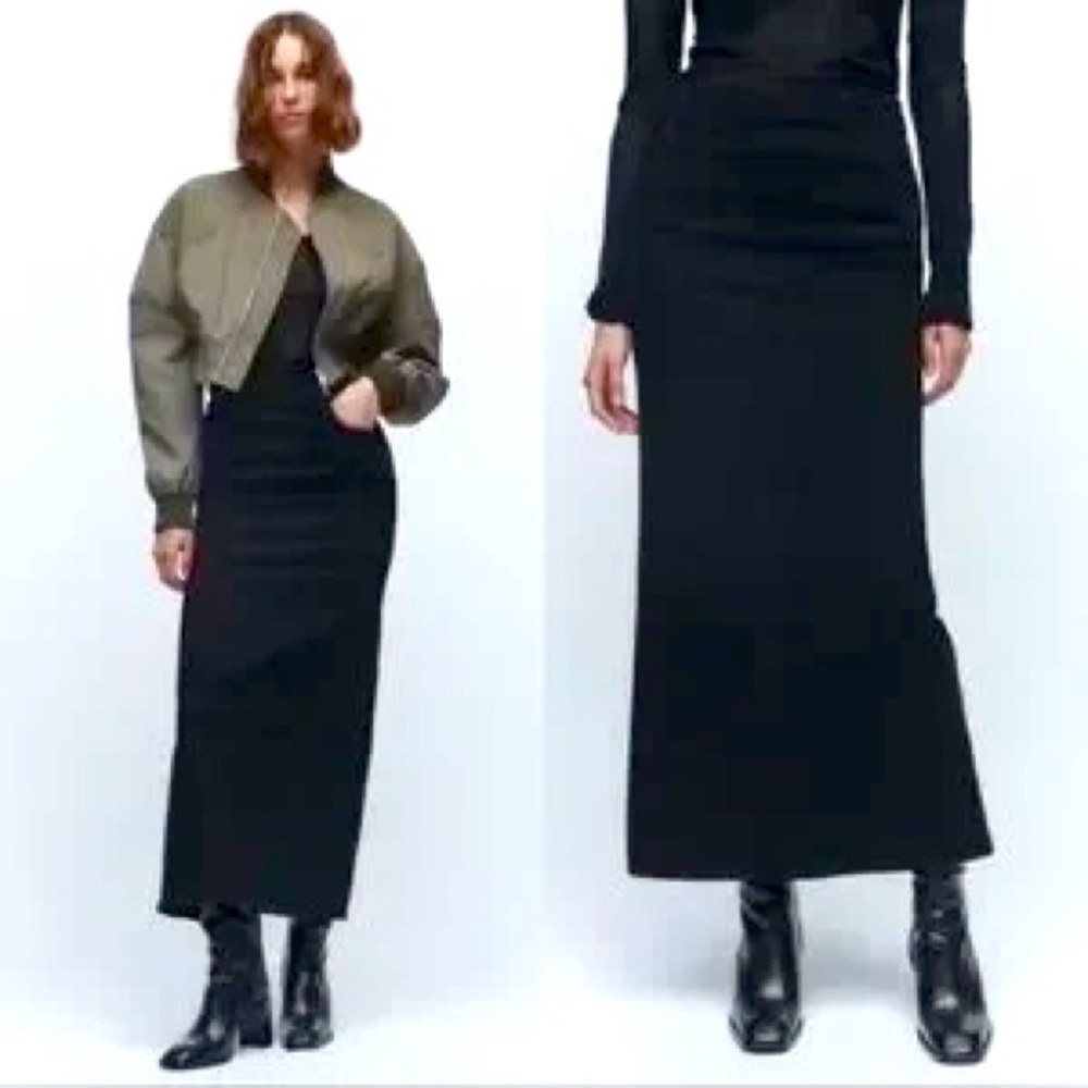 ZARA | The Sculpted Denim Skirt | Black